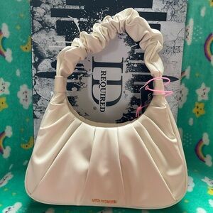 Lumens Cream Ruched Shoulder Bag with Crescent Shape